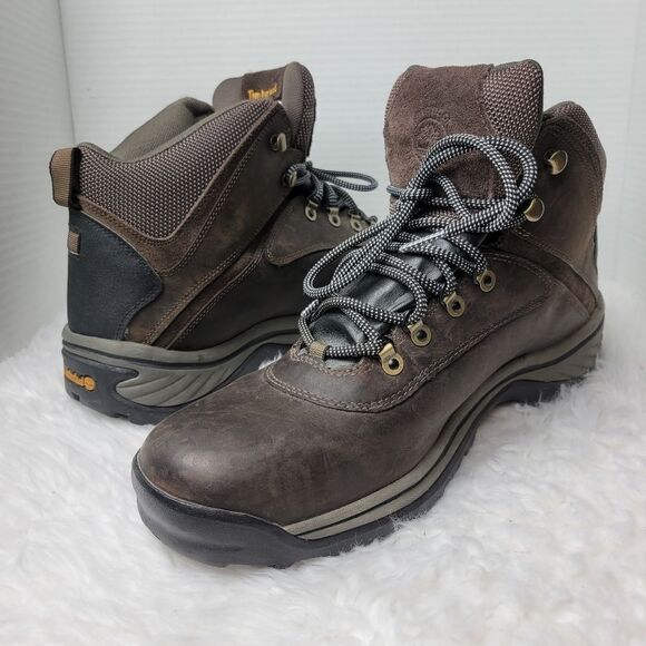 Timberland White Ledge Mens Size 13 Mid Waterproof Ankle Boots Brown Leather - Picture 5 of 9